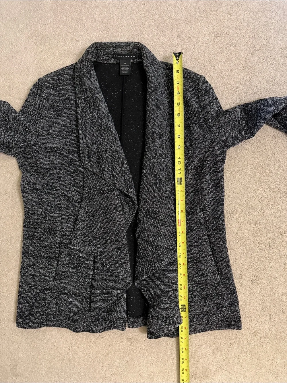 Women's Black Heather Open-Front Knit Jacket